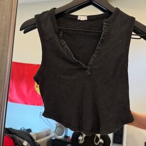 Garage Black Undone Button Crop Top - XS
